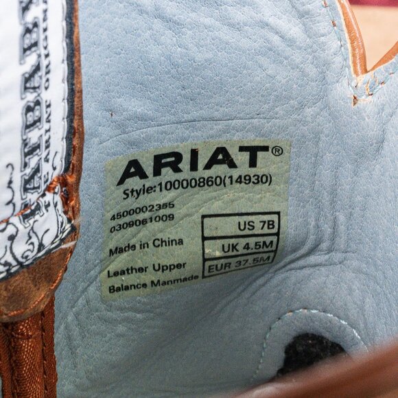 Ariat Women Fatbaby Brown Leather Slip-on Western Cowboy Boots sz 7 - Picture 10 of 12